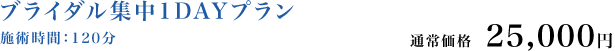 ブライダル集中1DAYプラン 施術時間120分 通常価格25,000円